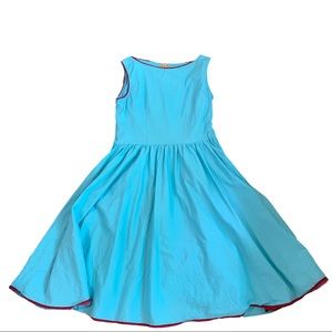 1950 Vintage Style Dress in Blue with Maroon Trim